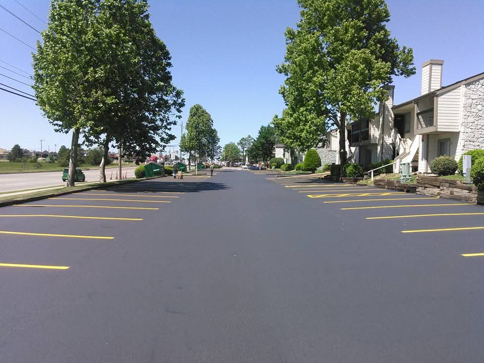 Finished parking lot with fresh striping